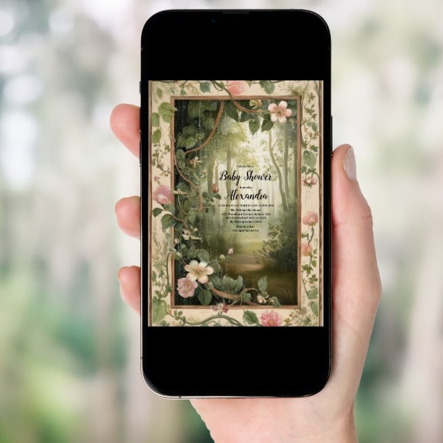 Magic Floral Forest Baby Shower Invitation (Front Digital)