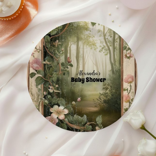 Magic Floral Forest Baby Shower Paper Plates (Creator Uploaded)