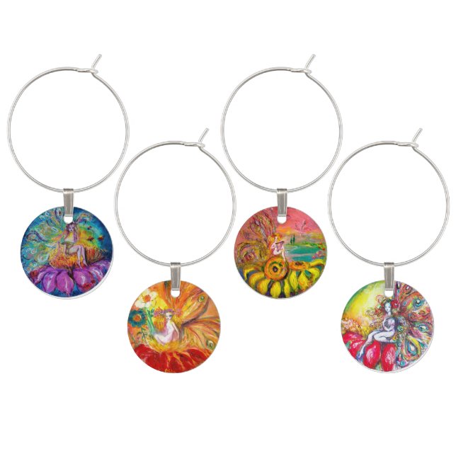 MAGIC FLOWER FAIRIES WINE GLASS CHARM (Staggered)