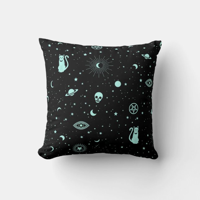 Magic Fluo Universe Throw Pillow (Front)