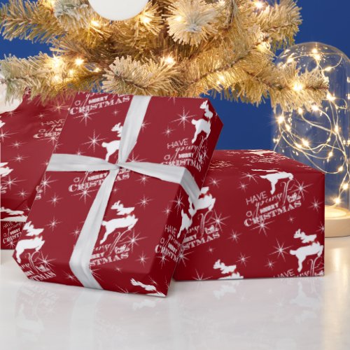 Magic Flying Reindeer Christmas red Wrapping Paper