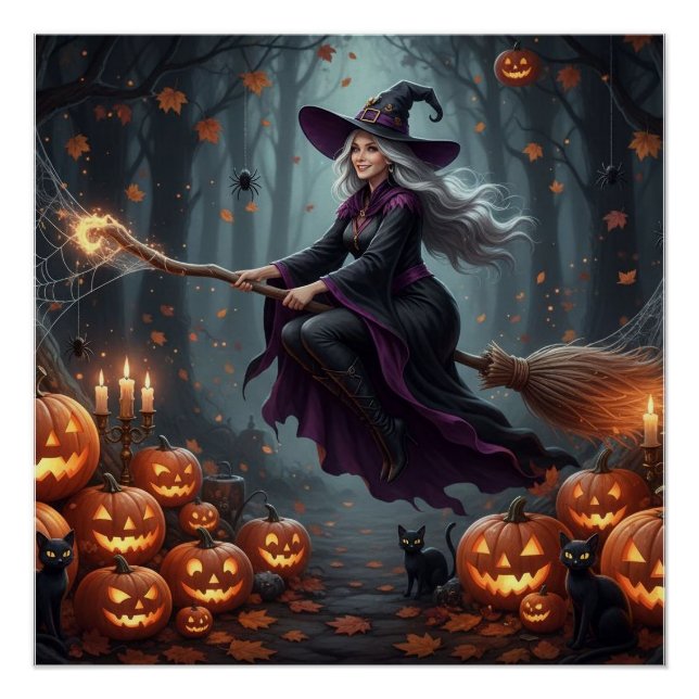 Magic flying witch poster (Front)