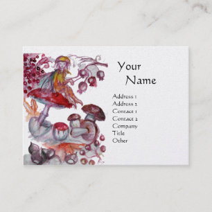 MAGIC FOLLET OF MUSHROOMS ,Fantasy Red White Pearl Business Card