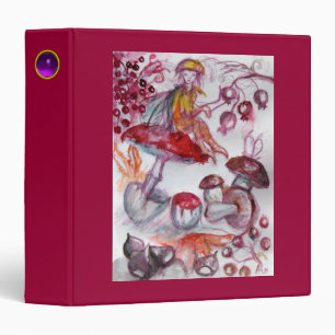 MAGIC FOLLET OF MUSHROOMS Fantasy Red White Recipe 3 Ring Binder