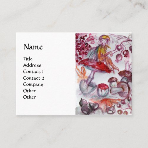 MAGIC FOLLET OF MUSHROOMS Fantasy White Red Business Card