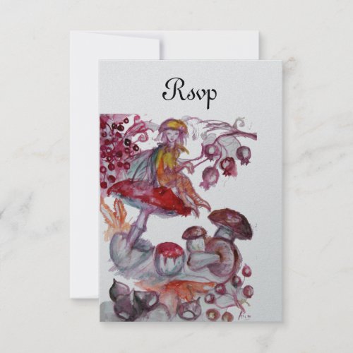 MAGIC FOLLET OF MUSHROOMS Red Silver Fantasy RSVP Invitation