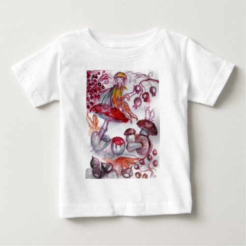 MAGIC FOLLET OF MUSHROOMS Red White Floral Fantasy Baby T_Shirt