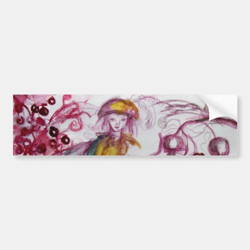 MAGIC FOLLET OF MUSHROOMS Red White Floral Fantasy Bumper Sticker