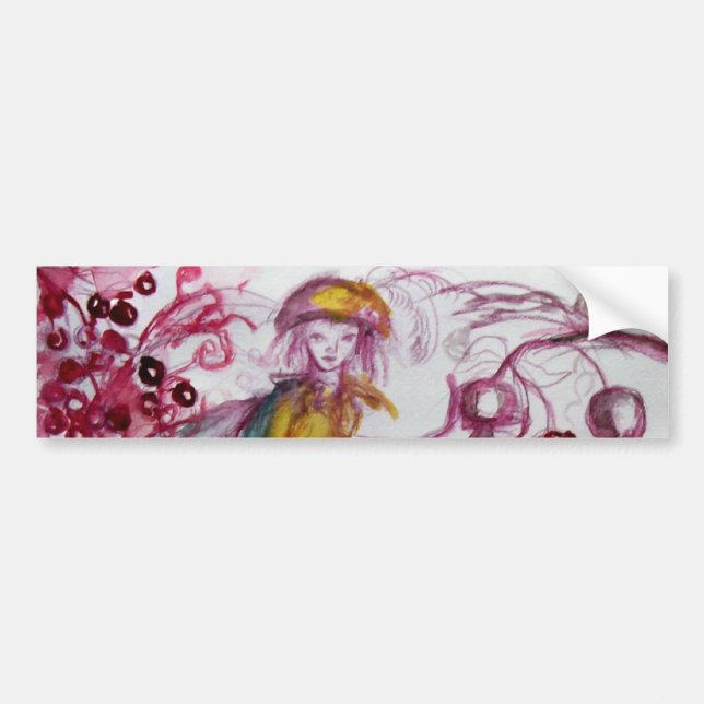 MAGIC FOLLET OF MUSHROOMS Red White Floral Fantasy Bumper Sticker (Front)