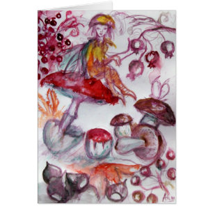 MAGIC FOLLET OF MUSHROOMS Red White Floral Fantasy Cards