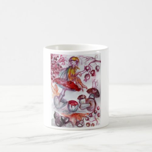MAGIC FOLLET OF MUSHROOMS Red White Floral Fantasy Coffee Mug