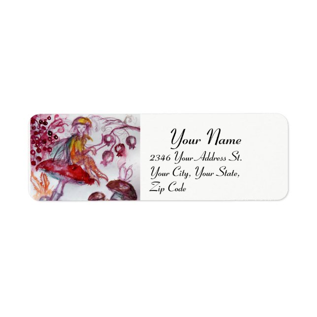 MAGIC FOLLET OF MUSHROOMS Red White Floral Fantasy Label (Front)