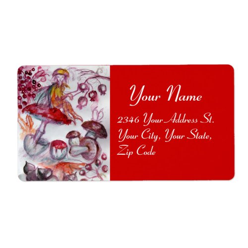 MAGIC FOLLET OF MUSHROOMS Red White Floral Fantasy Label