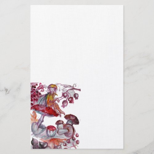 MAGIC FOLLET OF MUSHROOMS Red White Floral Fantasy Stationery