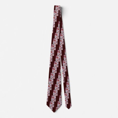 MAGIC FOLLET OF MUSHROOMS Red White Floral Fantasy Tie