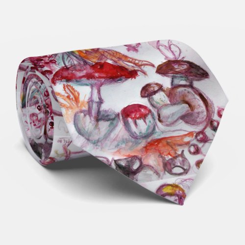MAGIC FOLLET OF MUSHROOMS Red White Floral Fantasy Tie