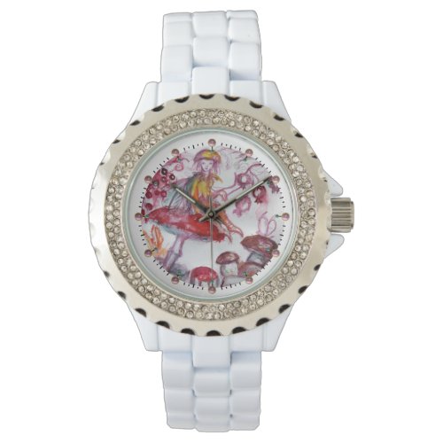 MAGIC FOLLET OF MUSHROOMS Red White Floral Fantasy Watch