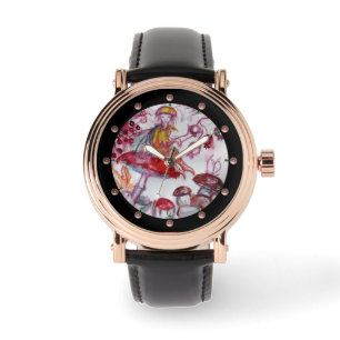MAGIC FOLLET OF MUSHROOMS Red White Floral Fantasy Watch