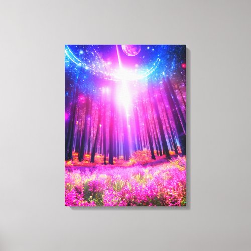 Magic forest and space lights  canvas print