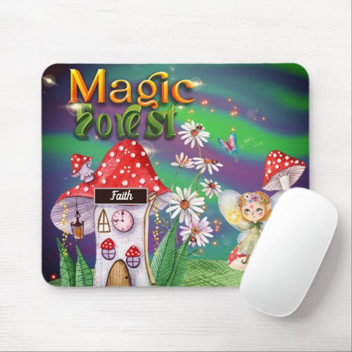 Magic Forest Cute Elf Custom Name    Mouse Pad