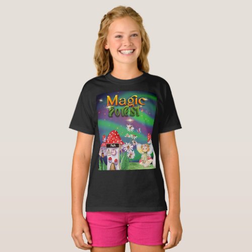 Magic Forest Cute Elf Custom Name   T_Shirt