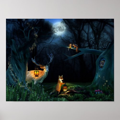 Magic Forest Wildlife Poster