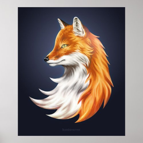 Magic Fox Navy Art Poster