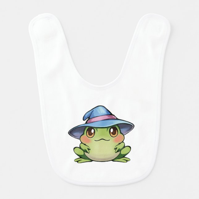 Magic frog in a hat baby bib (Front)