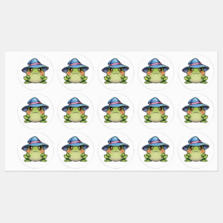 Magic frog in a hat kids' labels