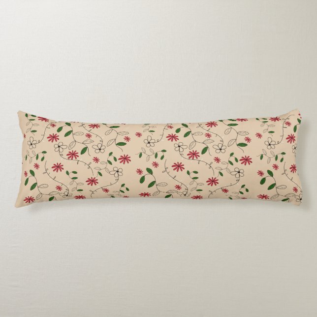 Magic Garden Flower Pattern  Body Pillow (Front)