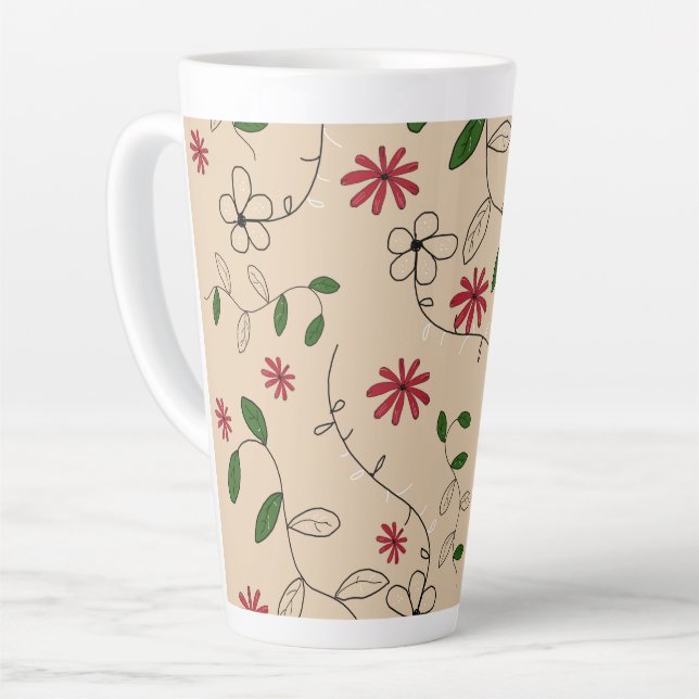 Magic Garden Flower Pattern  Latte Mug (Left Angle)