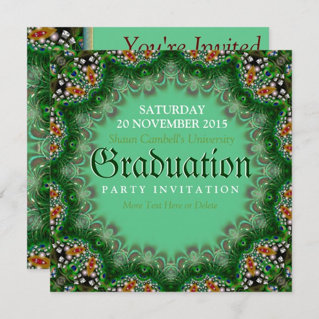 Magic Garden Green Lace Graduation Invitations (Front/Back)