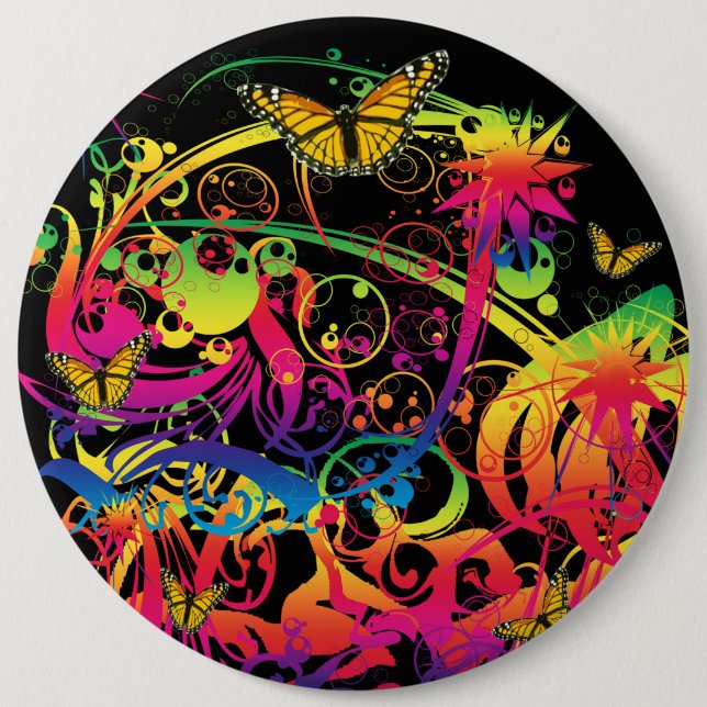 Magic Garden with Butterflies Button (Front)