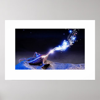Magic Genie Lamp Enchanted Arabian Fantasy Artwork Poster