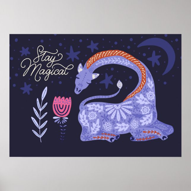 Magic Giraffe Folk Art Poster (Front)