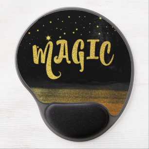 *~* MAGIC Gold & Black Chic Magical Good Vibes Gel Mouse Pad