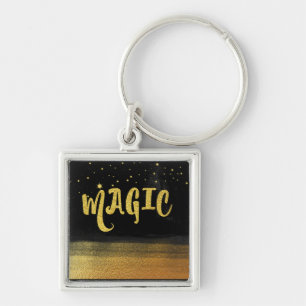 *~* MAGIC Gold & Black Chic Magical Good Vibes Keychain