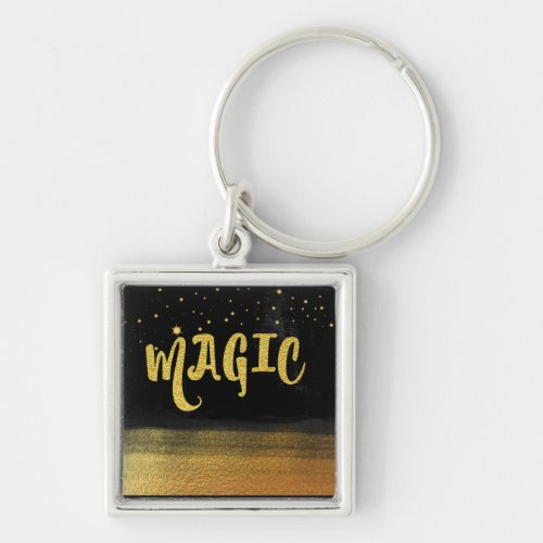  MAGIC Gold  Black Chic Magical Good Vibes  Keychain