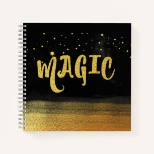 *~* MAGIC Gold & Black Chic Magical Good Vibes Notebook