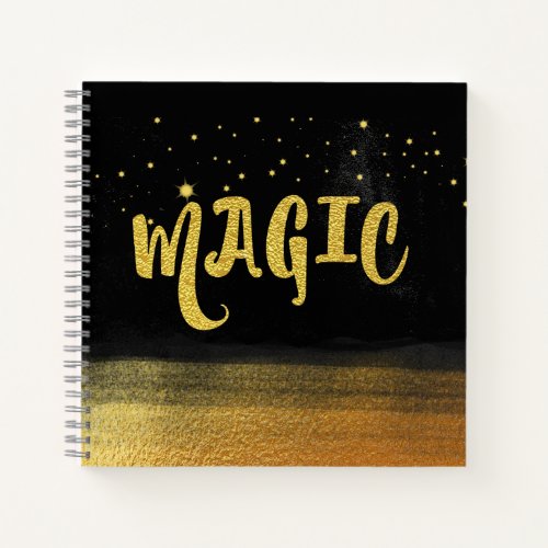  MAGIC Gold  Black Chic Magical Good Vibes Notebook