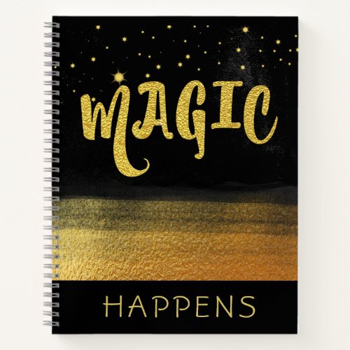  MAGIC Gold  Black Girly Magical Good Vibes Notebook