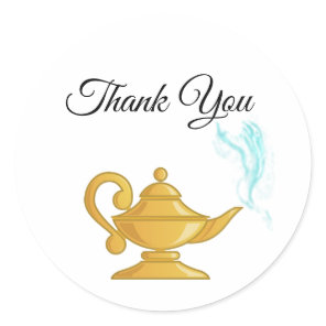 Magic golden lamp Thank You Classic Round Sticker