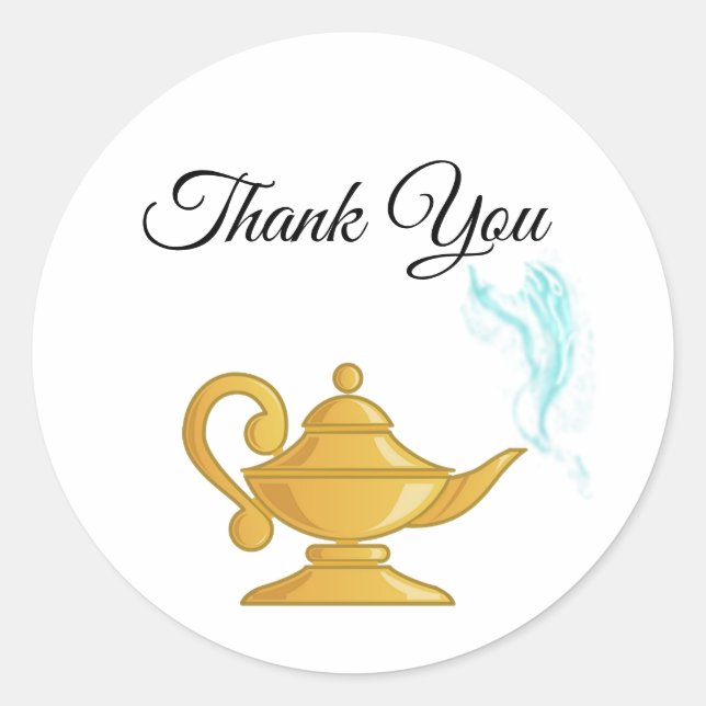 Magic golden lamp Thank You Classic Round Sticker (Front)