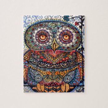 Magic Graphic Owl Painting Jigsaw Puzzle by Oxanacats at Zazzle