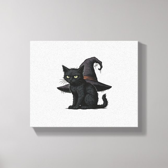 Magic Halloween Cat Classic T-Shirt Canvas Print (Front)