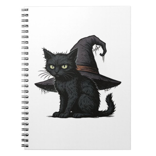 Magic Halloween Cat Classic T-Shirt Notebook (Front)
