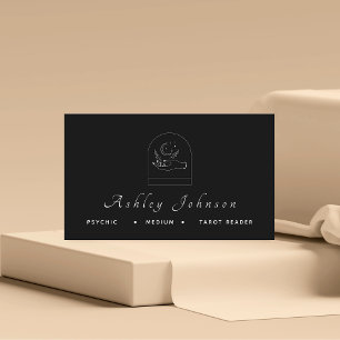 Magic Hand Moon Psychic Tarot Reader Medium Black Business Card