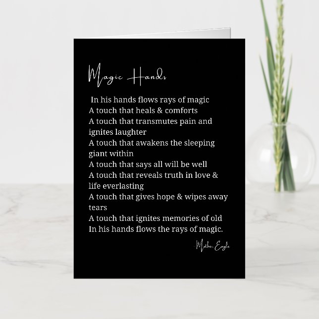 Magic hands love poem poetry decor foil greeting card (Front)