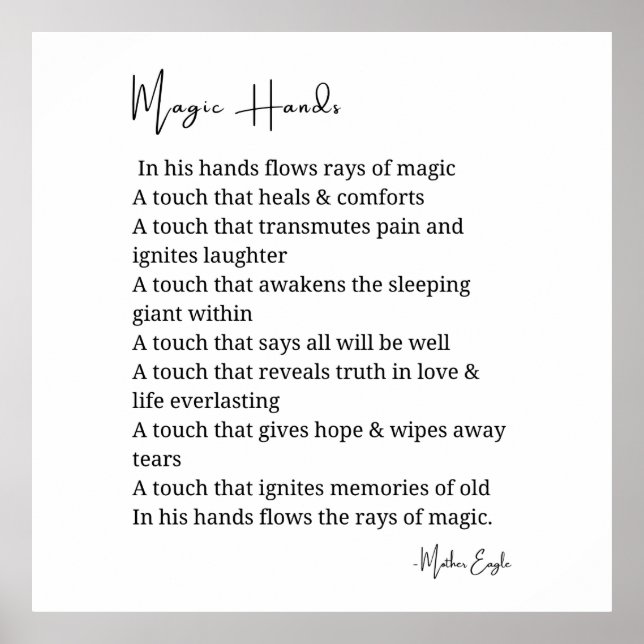 Magic hands love poem poetry poster wall art decor (Front)