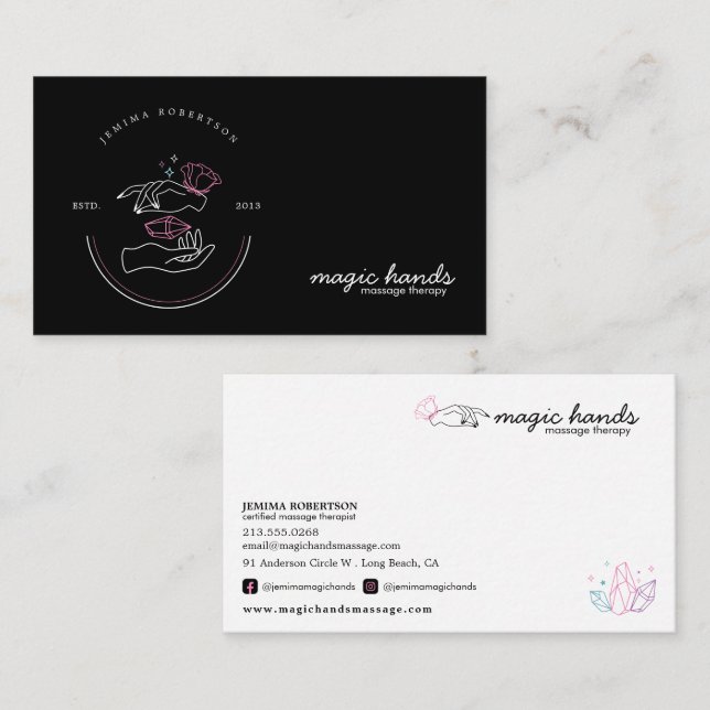 Magic Hands Massage Therapist Esoteric Business Ca Card (Front/Back)